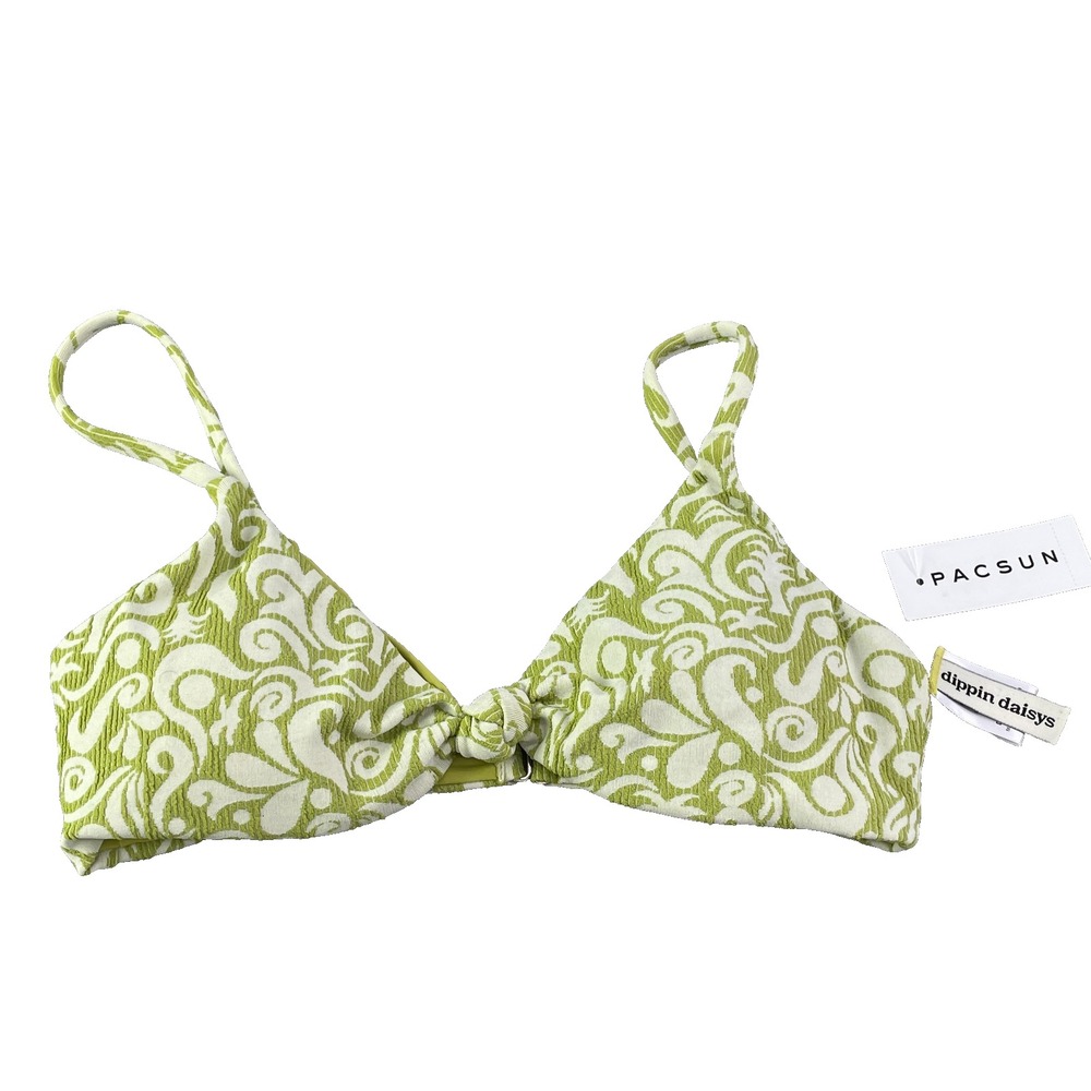 Pacsun Top‎ Bra Women's Medium Green Paisley Dippin Daisys Baithing Suit Sport
